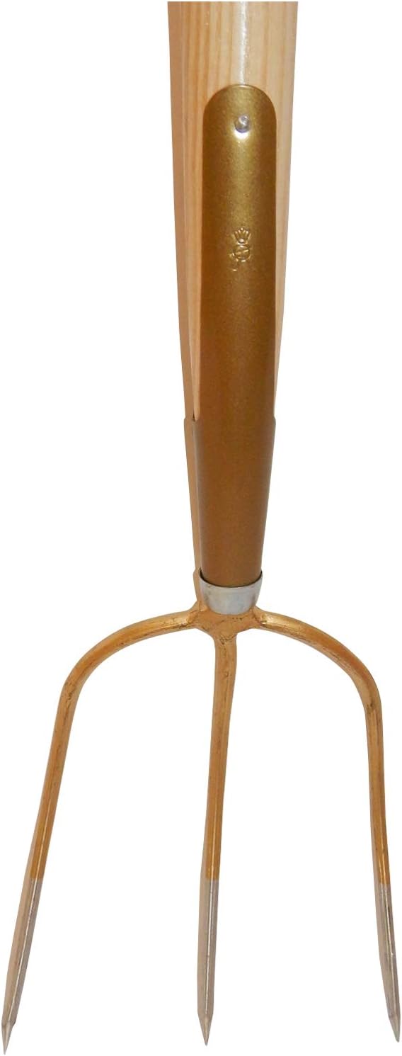 SHW-FIRE Profi Streugabel mit 3 Zinken, Gr. 26 x 20 cm, Schienenzwinge und langlebigem Eschensttiel