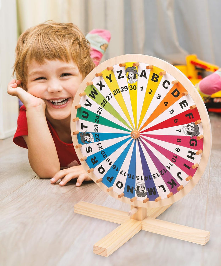 small foot Glücksrad aus Holz, auf jeder Tischplatte spielbar, Spielspass für die ganze Familie, ab