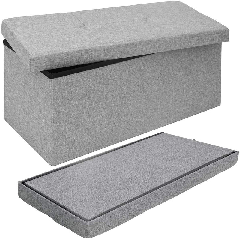 DuneDesign Sitzbank mit 80L Stauraum - 76x38x38 cm Sitzhocker - Faltbare Sitztruhe mit Trennwand Tru