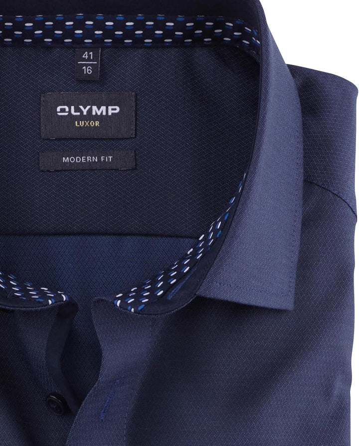 OLYMP Herren Businesshemd Langarm Luxor,Einfarbig,modern fit,Global Kent 37 Nachtblau 14, 37 Nachtbl