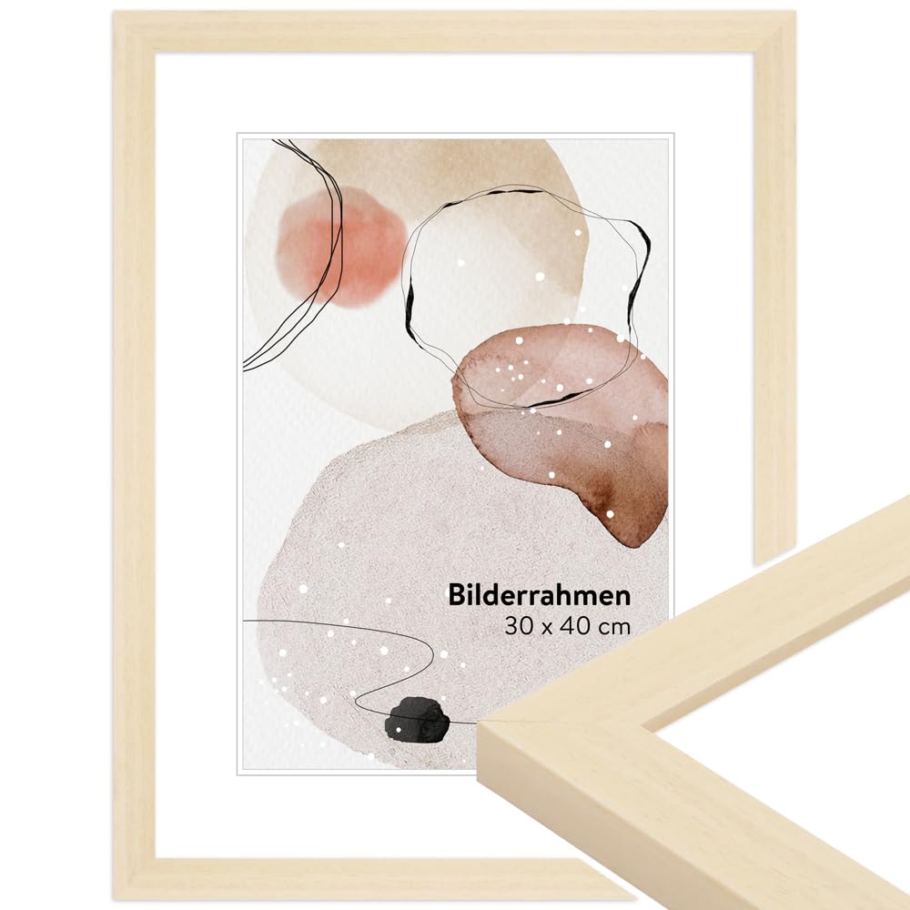 WANDStyle Bilderrahmen Modern 30x45cm I Farbe: Natur I Fotorahmen I klassischer Holzbilderrahmen I M