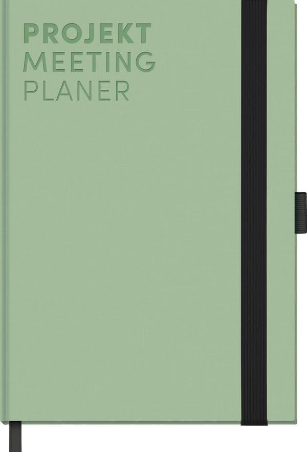 Projekt-Meeting-Planer Mint: Notizbuch A5, Ausfüllbuch mit Farbschnittkante, Lesebändchen, Stiftehal
