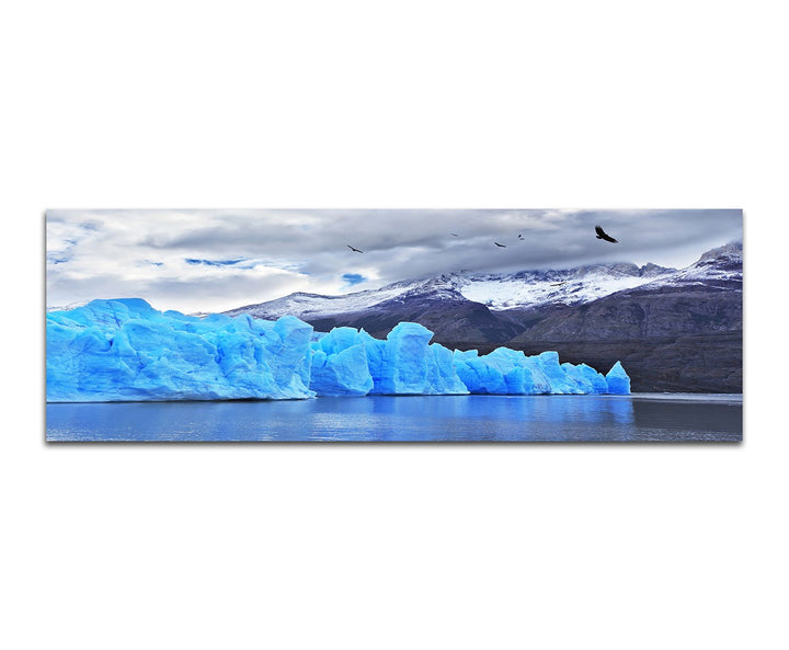 Paul Sinus Art Panoramabild auf Leinwand und Keilrahmen 150x50cm Patagonien Eisberge Berge Schnee Wo