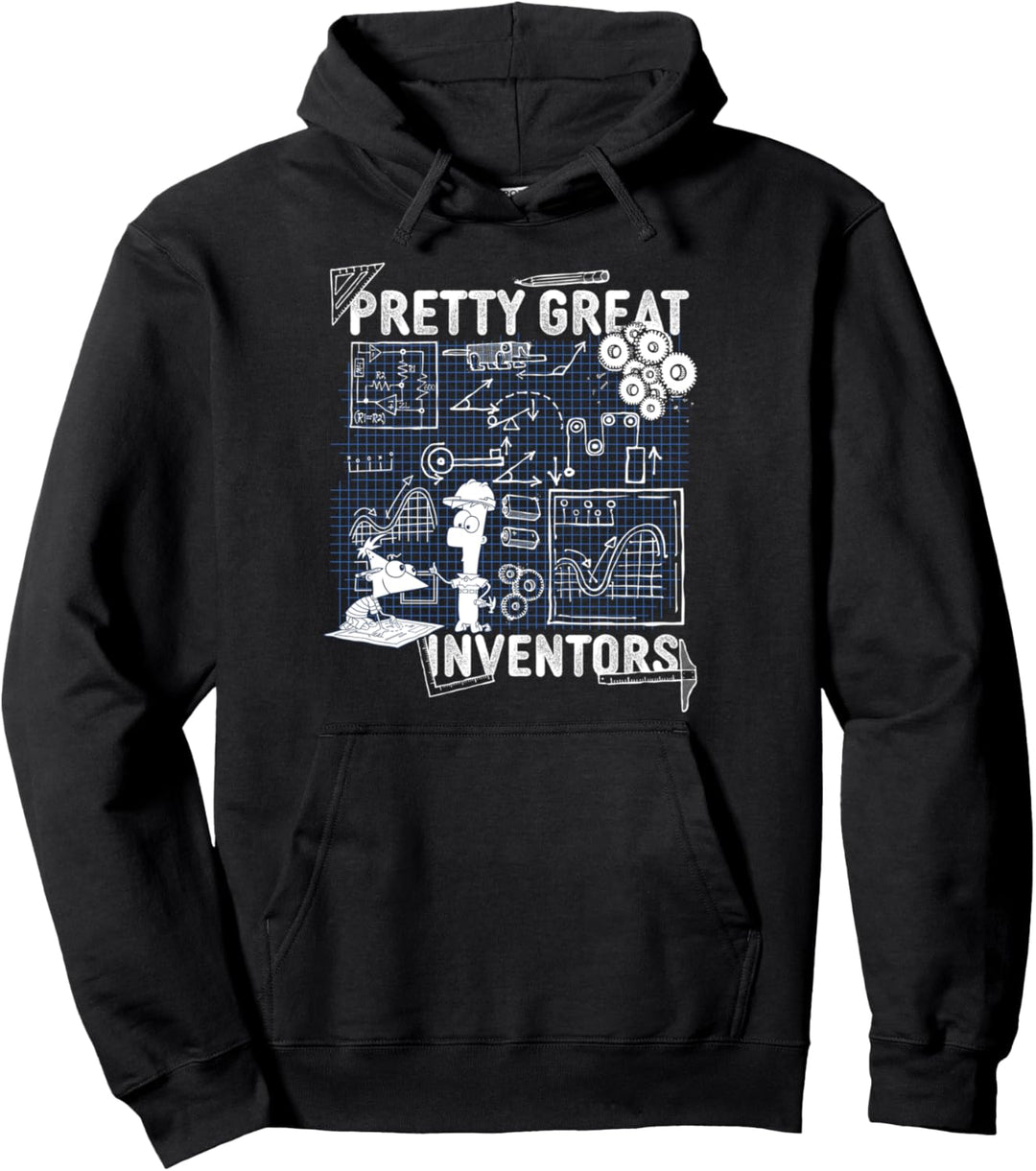 Disney Phineas And Ferb Inventions Schematic Pullover Hoodie