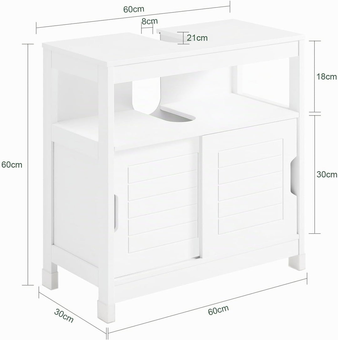 SoBuy FRG128-W Waschbeckenunterschrank Badmöbel Badschrank mit Fusspolster Unterschrank Waschtisch w