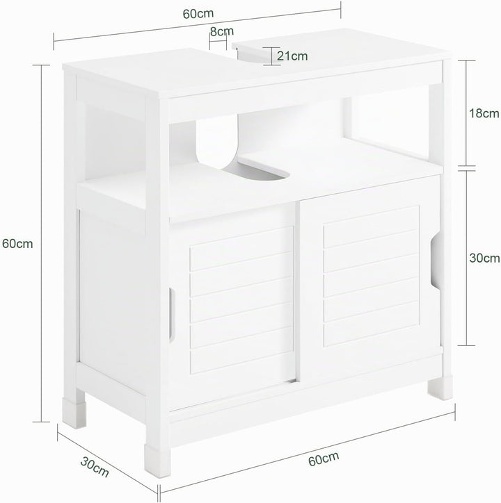 SoBuy FRG128-W Waschbeckenunterschrank Badmöbel Badschrank mit Fusspolster Unterschrank Waschtisch w