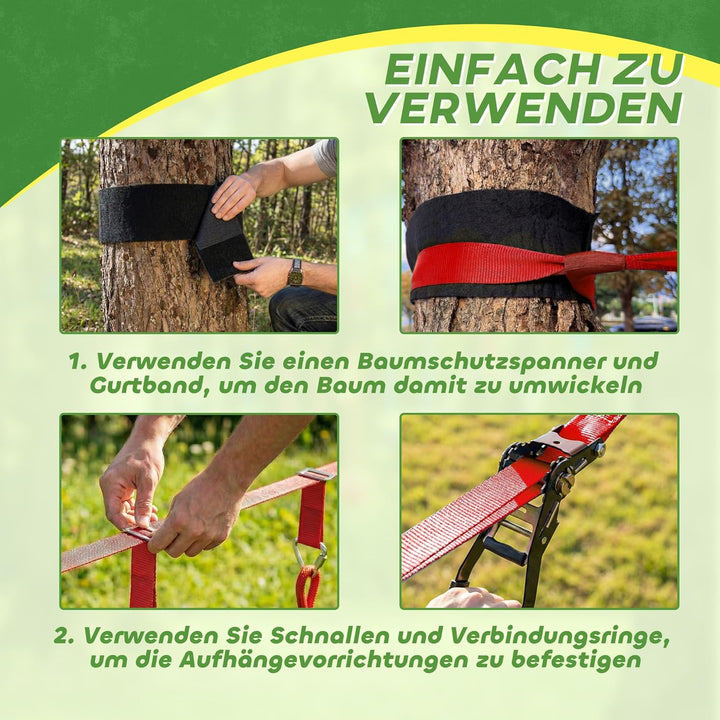 AIYAPLAY Ninja Line Kinder 10m Slackline Set mit Slackline, Turnringe, Schaukel, Kletterleiter, Klet
