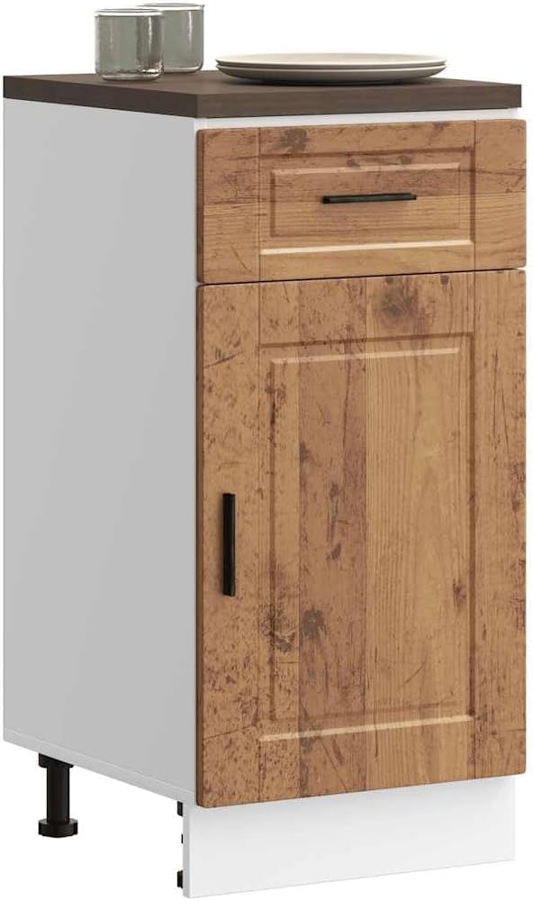 vidaXL Küchenunterschrank Porto Altholz-Optik Holzwerkstoff, Spülenunterschrank, Schrank Küche, Lage