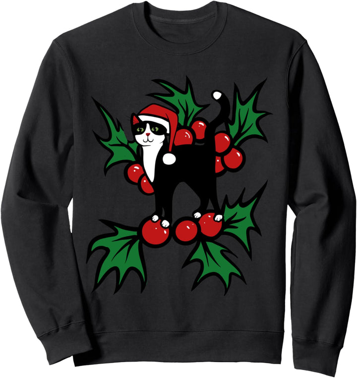 Merry Christmas Smoking Katze Frohe Weihnachten Sweatshirt