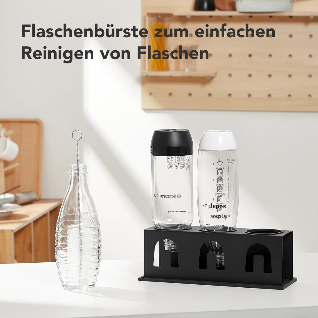 ACTIV CUISINE Flaschenhalter für Sodastream Duo Crystal Flaschen, 3er Edelstahl Abtropfhalter Abtrop