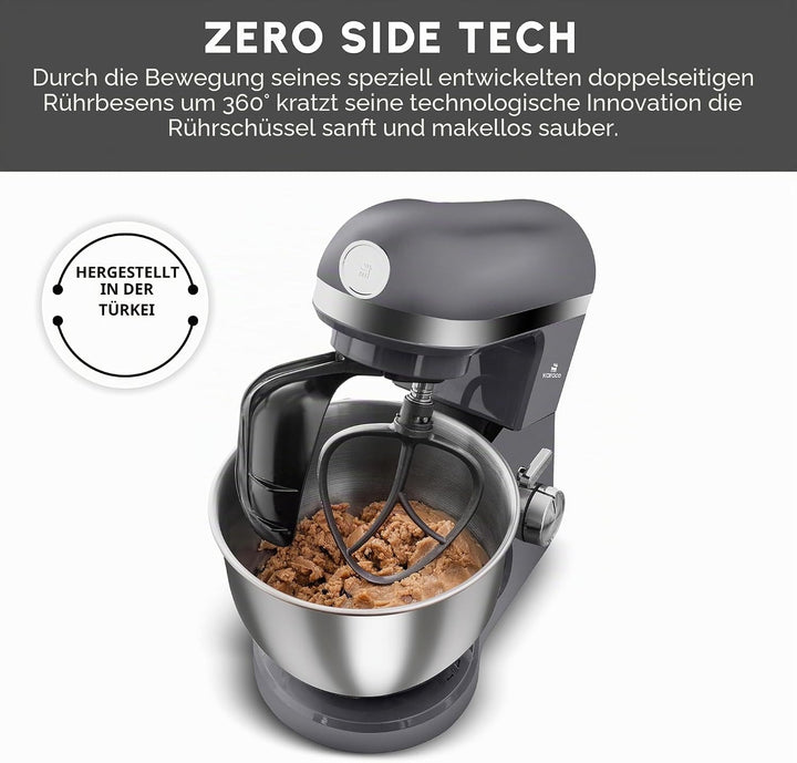 Karaca Mastermaid Chef Pro Double Armed Küche Koch 1500W Space Gray, Glänzend Cream, 1500W, 5 L Mixe