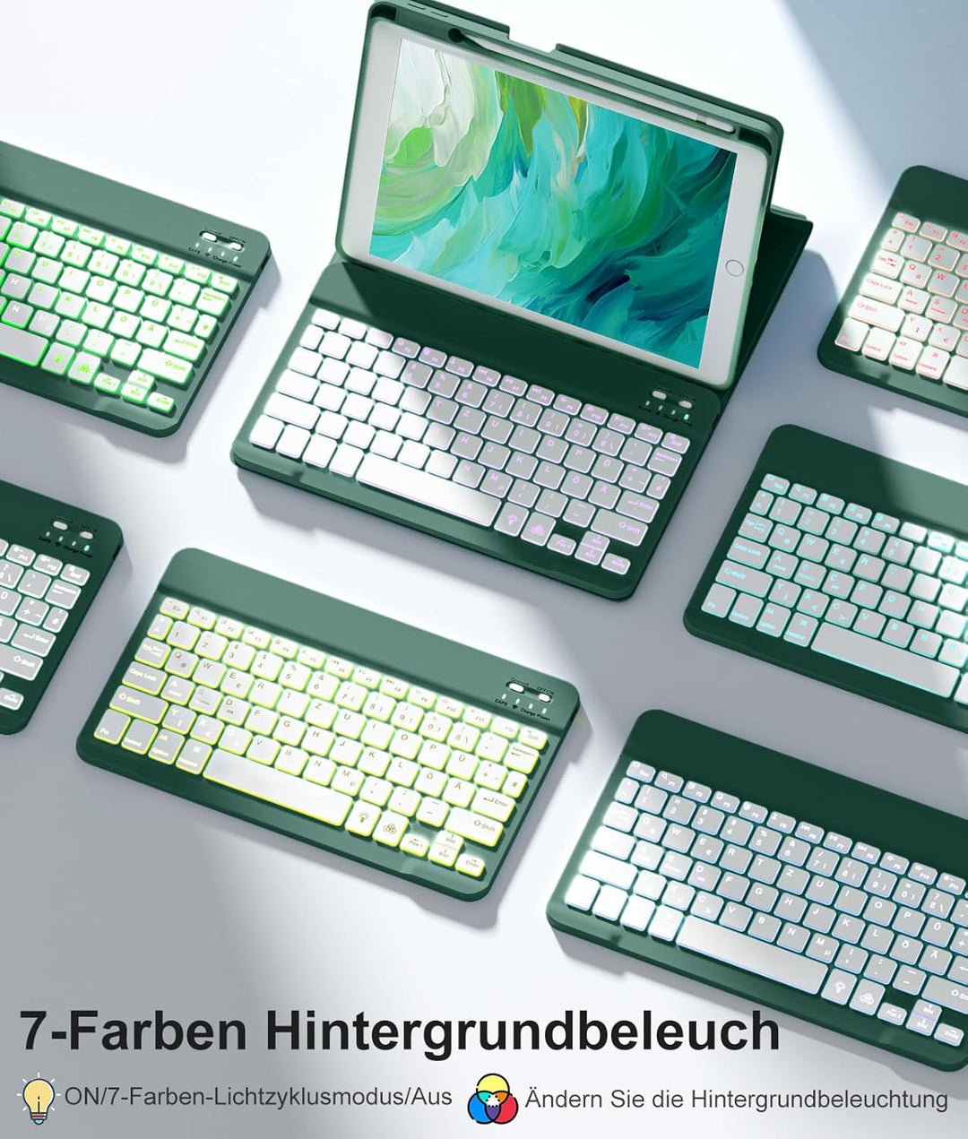 Vobafe Hülle mit Tastatur Kompatibel für iPad 9./ 8. /7. Generation 10.2 Zoll mit Stifthalter, Magne