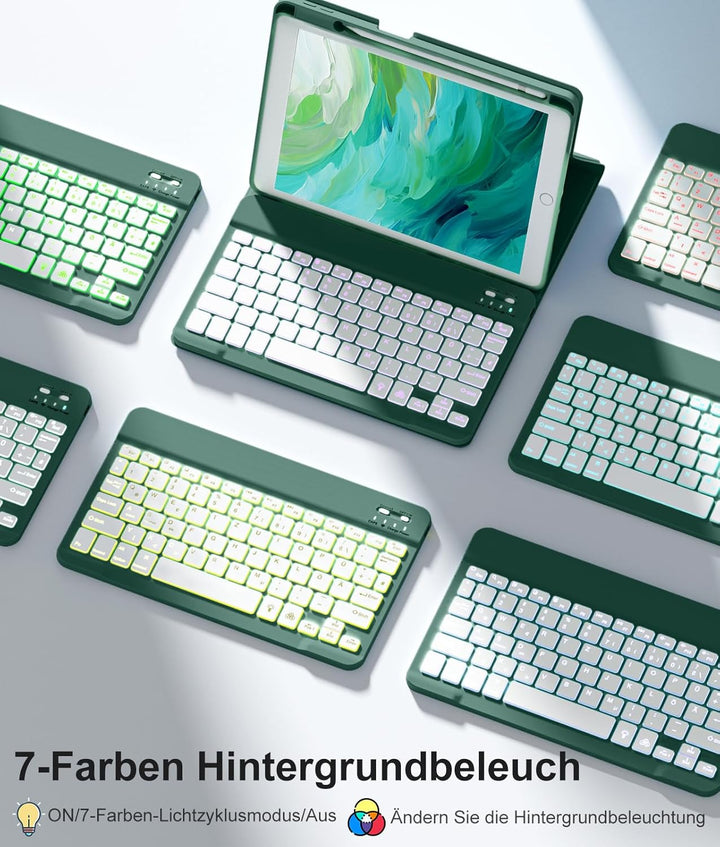 Vobafe Hülle mit Tastatur Kompatibel für iPad 9./ 8. /7. Generation 10.2 Zoll mit Stifthalter, Magne
