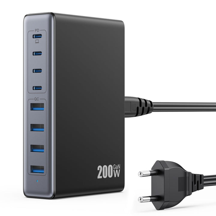 200W USB C Ladegerät Mehrfach, 8-in-1 GaN III USB C Netzteil Schnellladegerät mit QC4.0 USB-A, PPS P