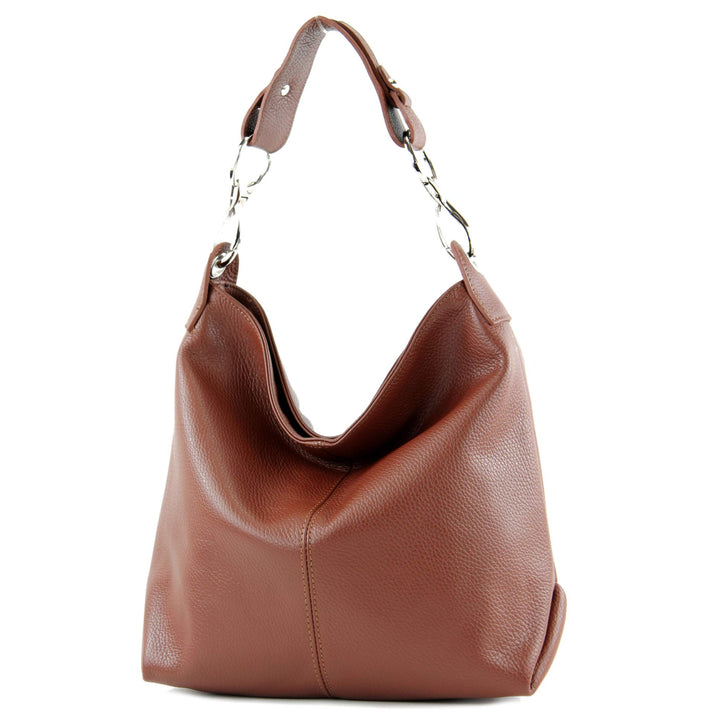 modamoda de T168 Damen Leder Schultertasche, handmade in Italy Braun, Braun