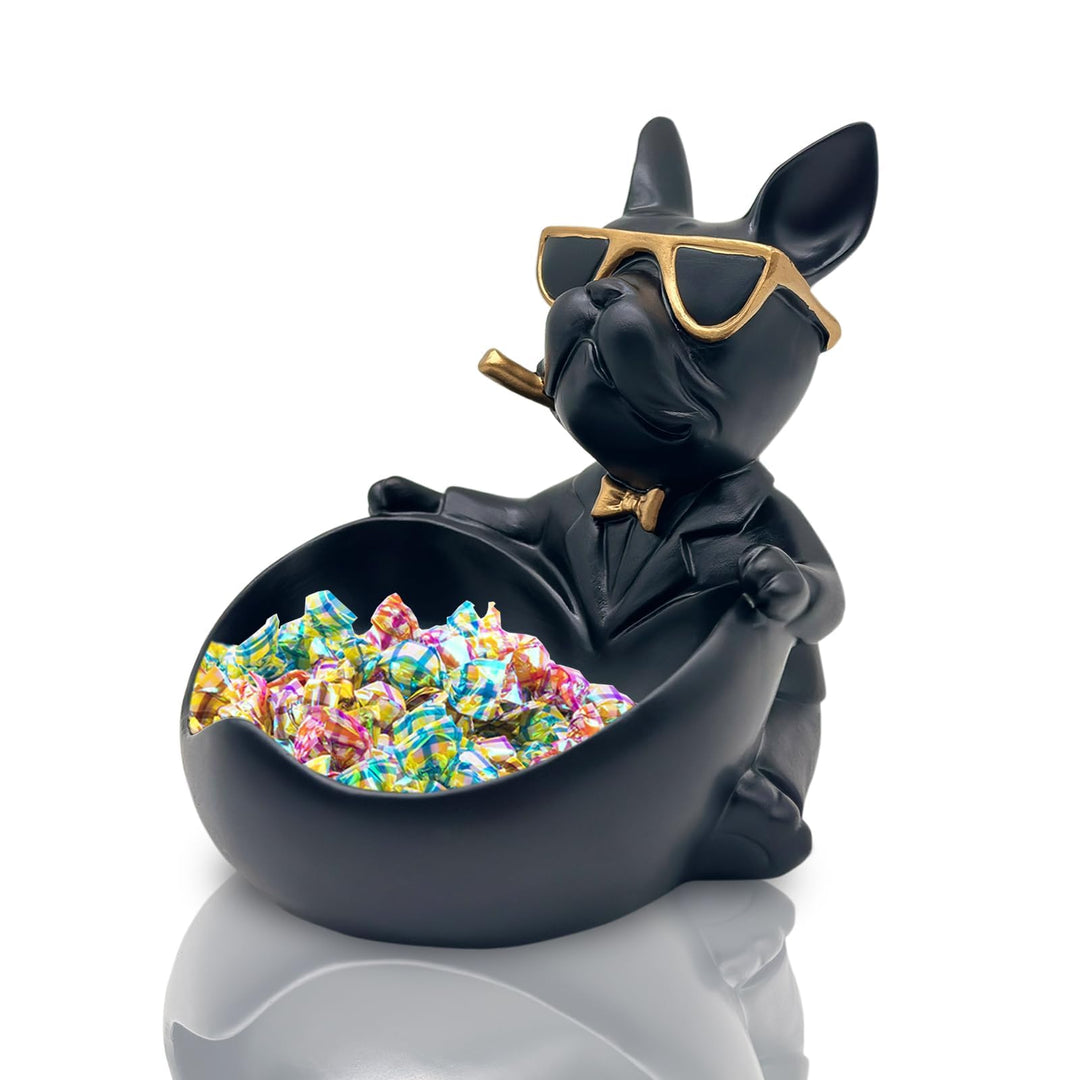 OKESYO Bulldogge Skulptur Deko, Französische Bulldogge Tablett Deko, Bulldogge Tablett Deko, Hund De