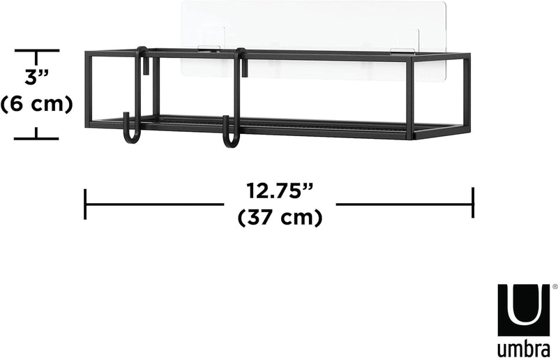 Umbra Cubiko Duschablage, Duschregale ohne Bohren mit Haken, Schwarz, 2er-Set, 2 Schwarz Duschkorb,