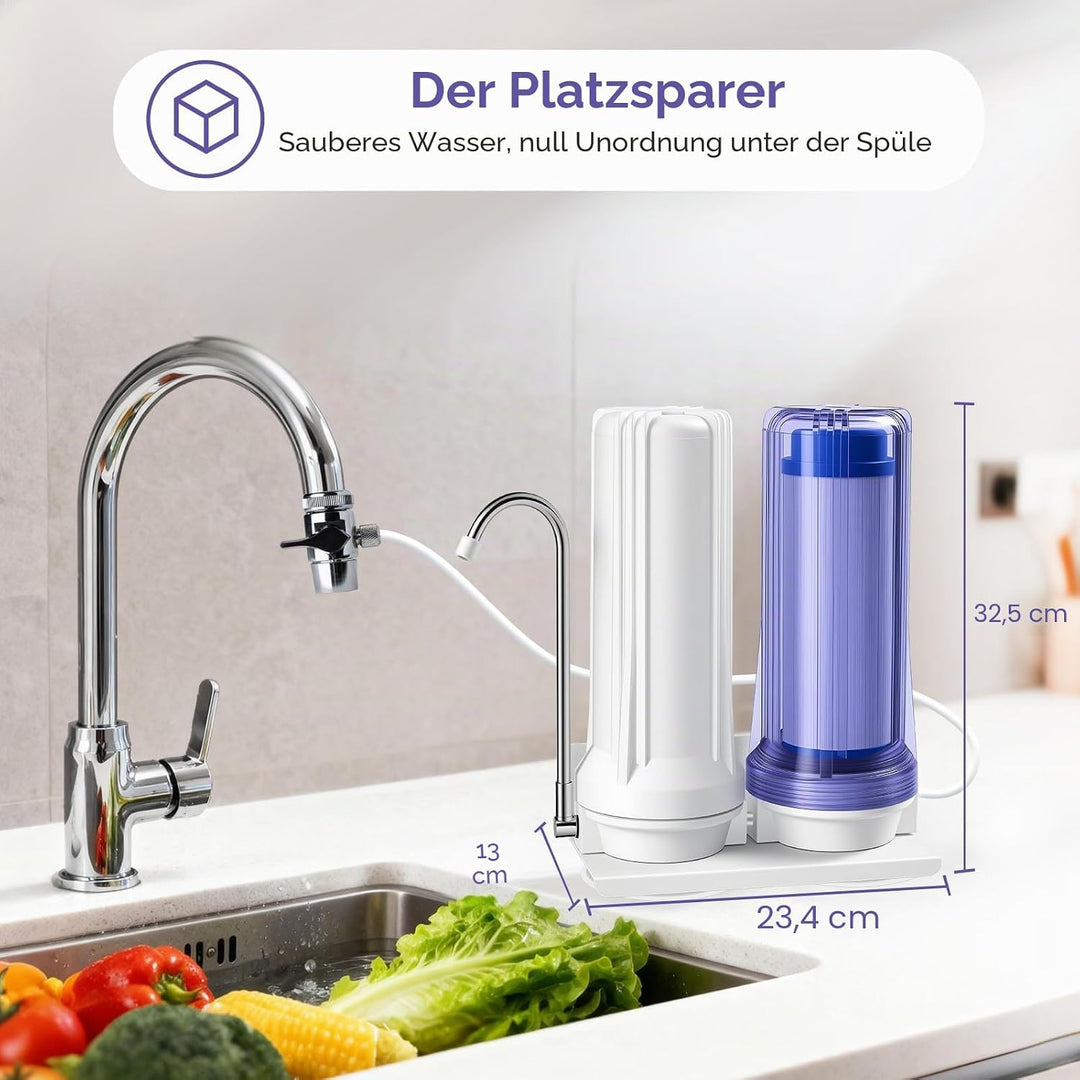 iSpring CKC2 AuftischFilter Wasserfilter Filteranlage für Wasser Auftisch Filter mit 2 Stufen und Ak