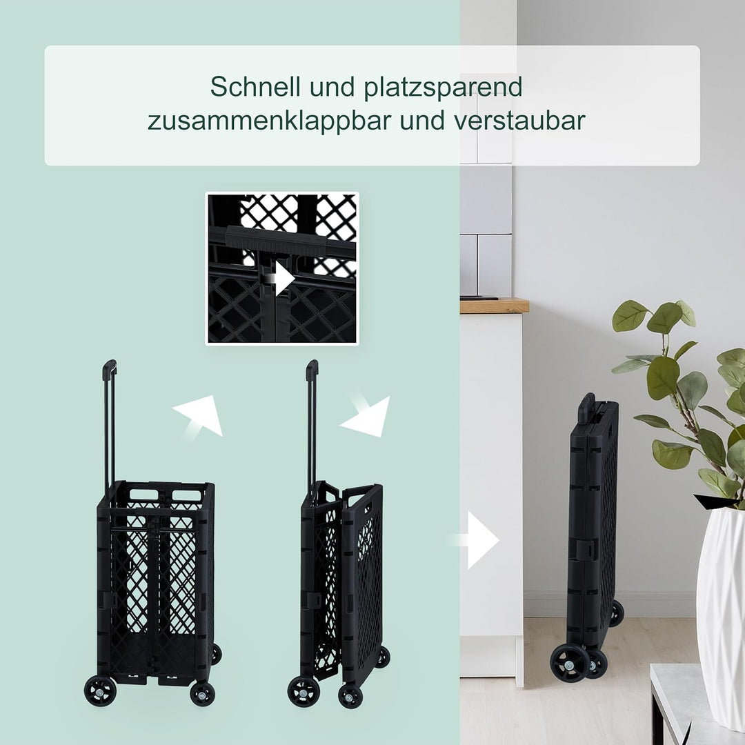 Relaxdays Einkaufstrolley klappbar, Einkaufskorb mit Rollen, bis 25 kg, Teleskopgriff, Gitter, hohe