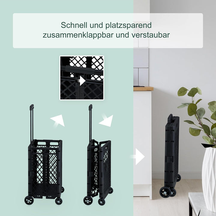Relaxdays Einkaufstrolley klappbar, Einkaufskorb mit Rollen, bis 25 kg, Teleskopgriff, Gitter, hohe