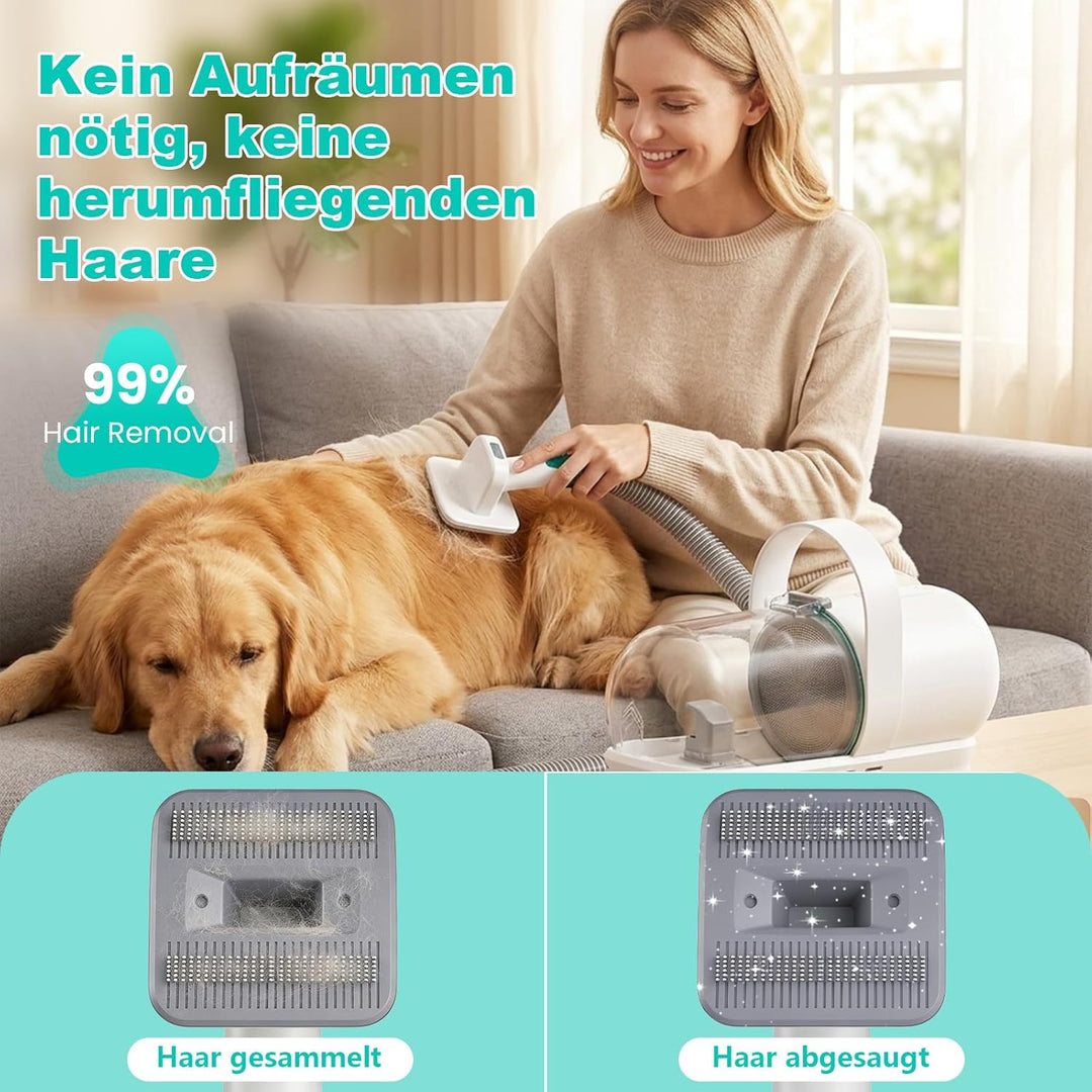 Hundeschermaschine mit Staubsauger, 13000 Pa Super Saugkraft & 99,99% Tierhaar-Aufnahme, Leise Haust