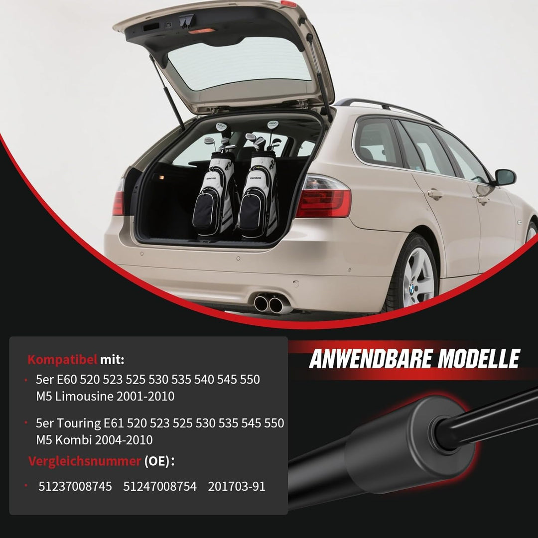 Gasfeder Heckklappe kompatibel mit BMW 5er E60 Limousine (2001–2010) & E61 Touring (2004–2010), OTUA