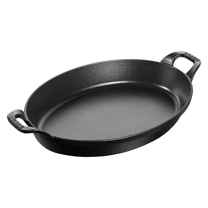 Staub 1303323 stapelbare Auflaufform, oval 32 cm, 2,2 L mit mattschwarzer Emaillierung im Inneren de