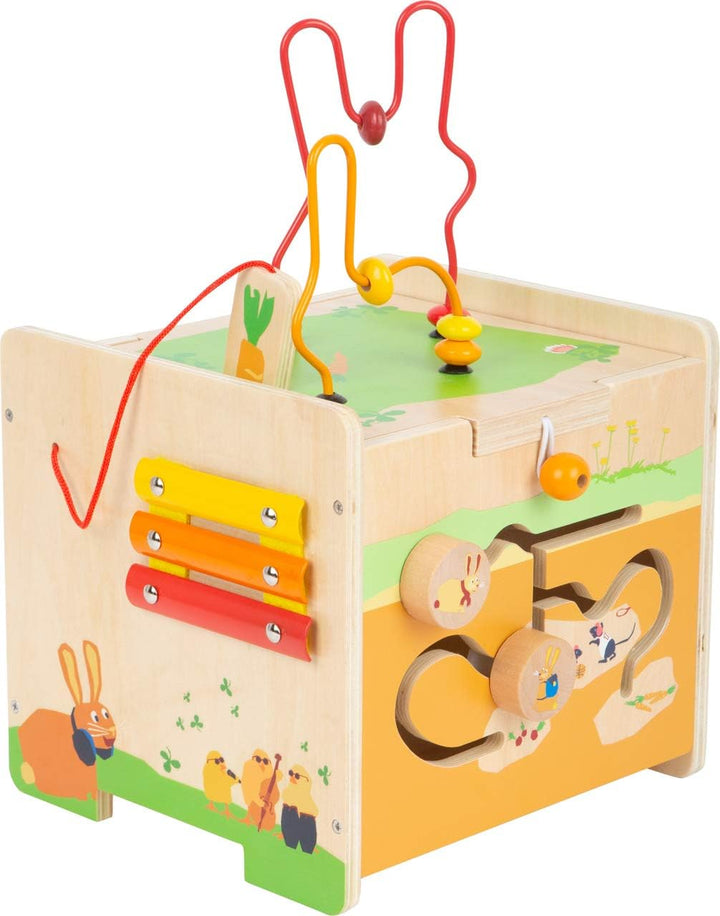 small foot Motorikwürfel Hase aus Holz, mit fünf bespielbaren Seiten, als Kinderhocker verwendbar, a