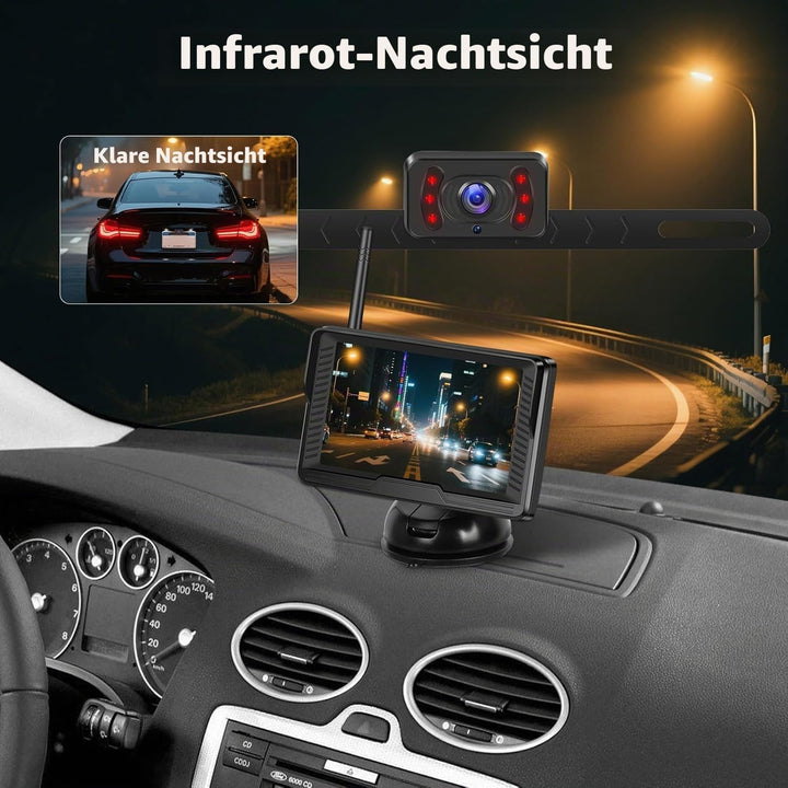 Wireless Digitales drahtloses Rückfahrkamera Kit mit 4,3" IPS-Bildschirm Nachtsicht IP69 wasserdicht