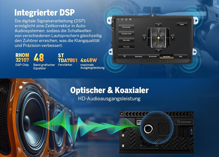 Eonon 9 Zoll Autoradio für VW Golf VI/V Polo Touran T5 Seat Skoda Android 13 6+64GB 8-Core mit Bluet