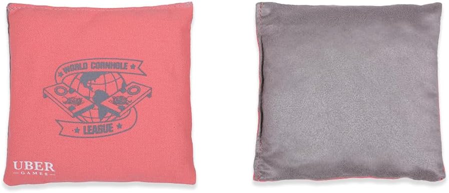 Uber Games - World Cornhole League – 8 Professional Cornhole Bean Bags - 4 x Sky& 4 x Coral - Offici