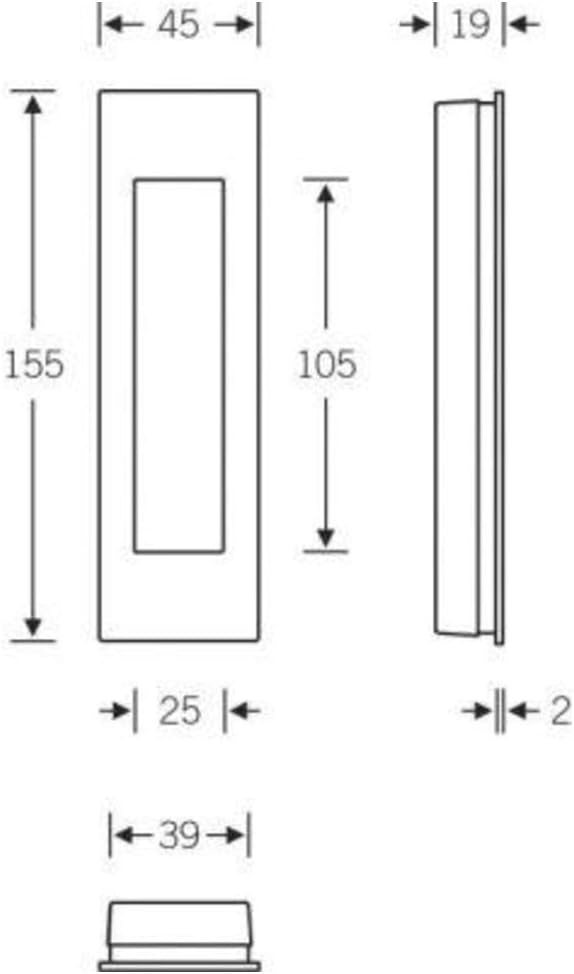 Schiebetürmuschel FSB 4251 eckig, geschlossen, Edelstahl feinmatt ; 1 Stück