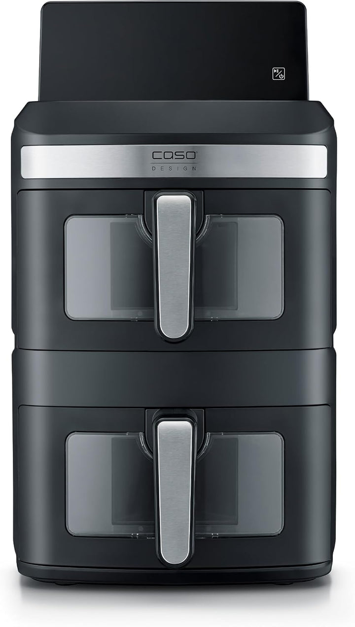CASO AirFry Duo Tower, Doppel-Heissluftfritteuse, AirFryer, 12,4L (2x 6,2 L) vertikal, individuell e