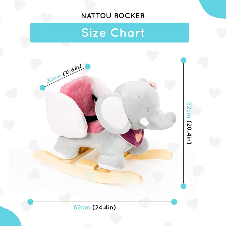 Nattou Schaukeltier Elefant Adèle, 10 - 36 Monate, 60 x 39 x 50 cm, Rosa/Grau, Elefant Adèle