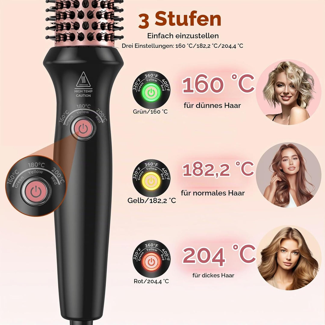 Thermal Brush 32mm, UKLISS Thermobürste Wärmebürste 3 in 1, Rundbürste Stylingbürsten mit 160-204℃,