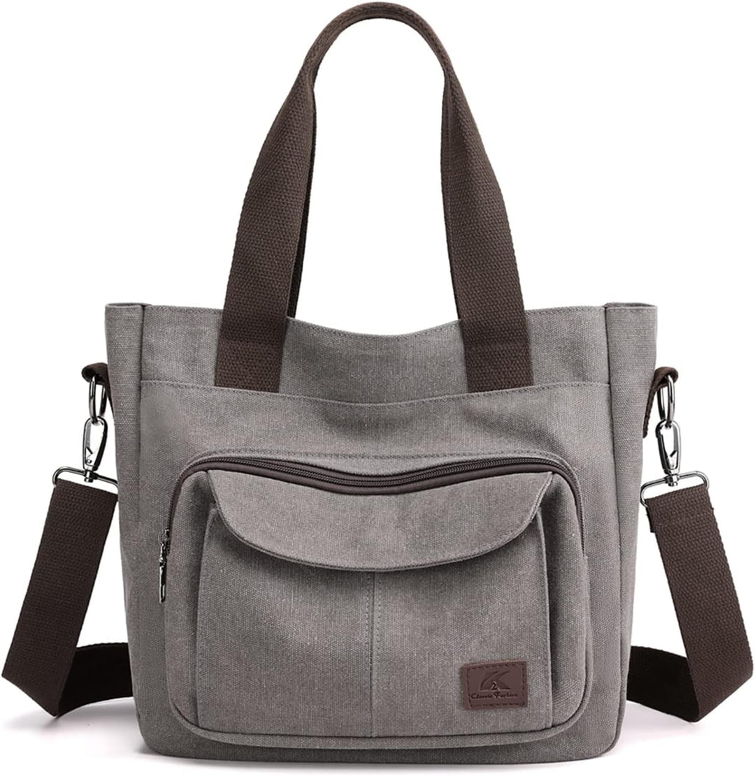 PORRASSO Damen Umhängetasche Canvas Schultertasche Handtasche Hobotasche Tote Mädchen Crossbody Bag
