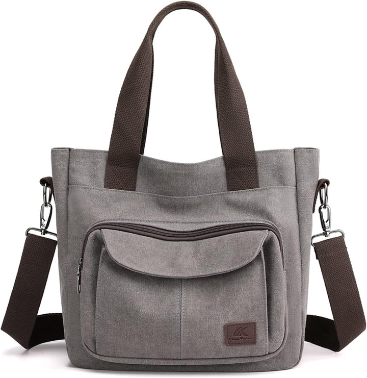 PORRASSO Damen Umhängetasche Canvas Schultertasche Handtasche Hobotasche Tote Mädchen Crossbody Bag