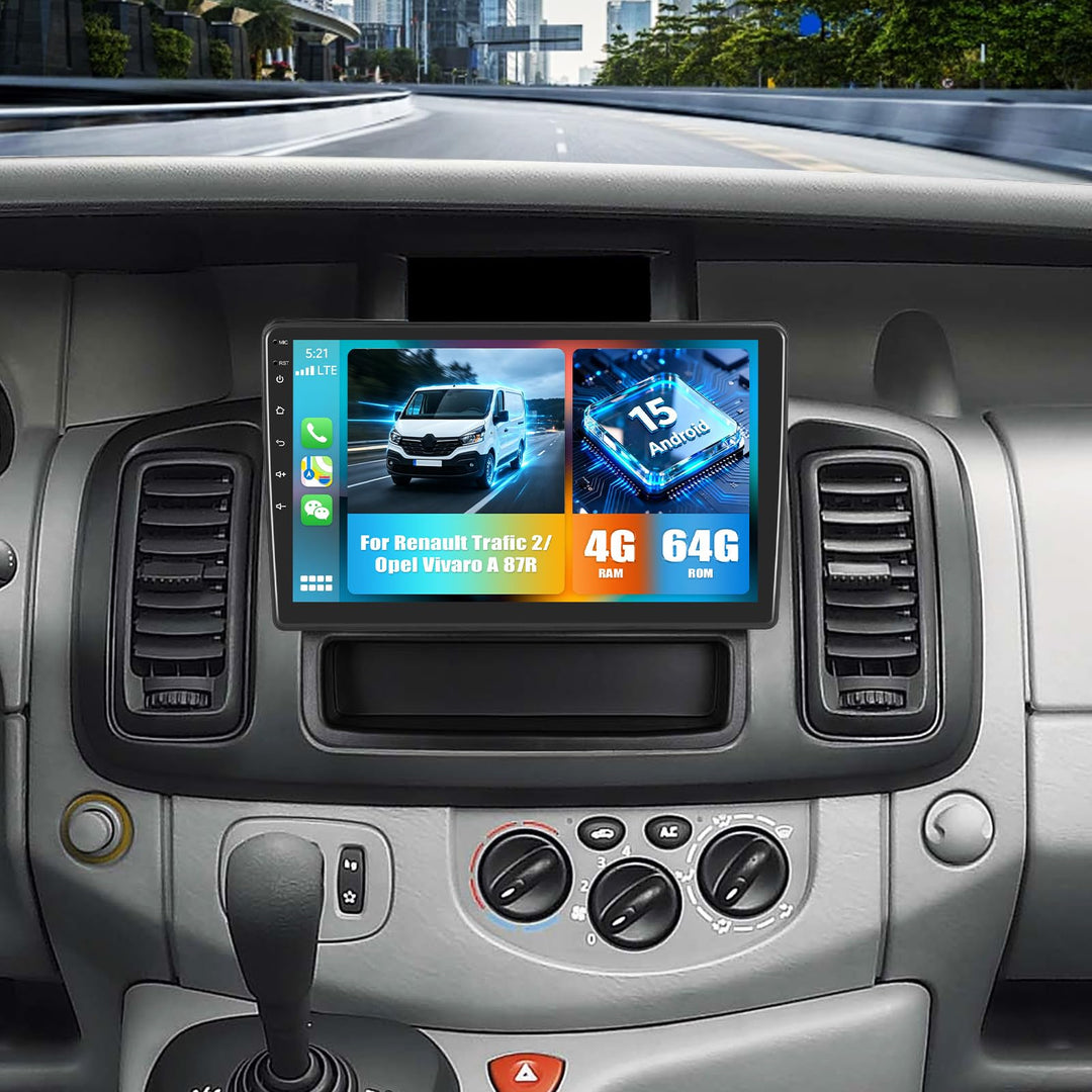 4+64G 8 Core CAMECHO Android 15 Autoradio für Opel Vivaro A 87R/Renault Trafic II Nissan Primastar m