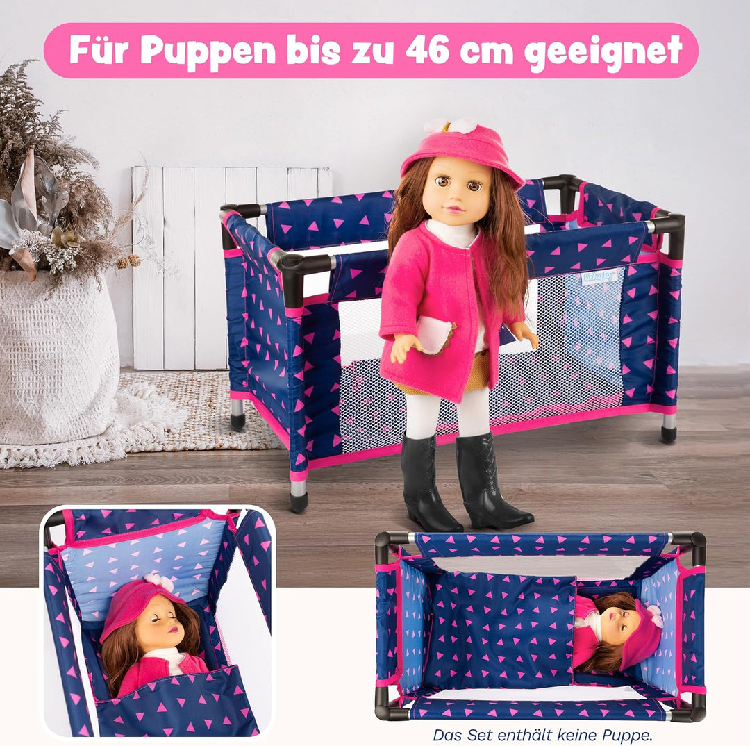 Kinderplay Puppenbett | Puppen Bett Spielzeug - Puppenreisebett für Baby Born | Baby Annabell Puppen