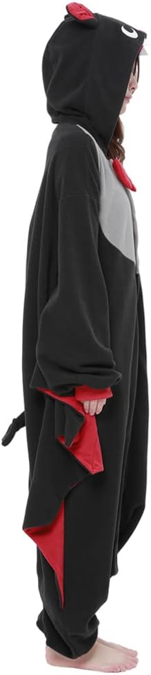 SAZAC Fledermaus Kigurumi - Onesie Jumpsuit Halloween Kostüm M-L Schwarz, M-L Schwarz