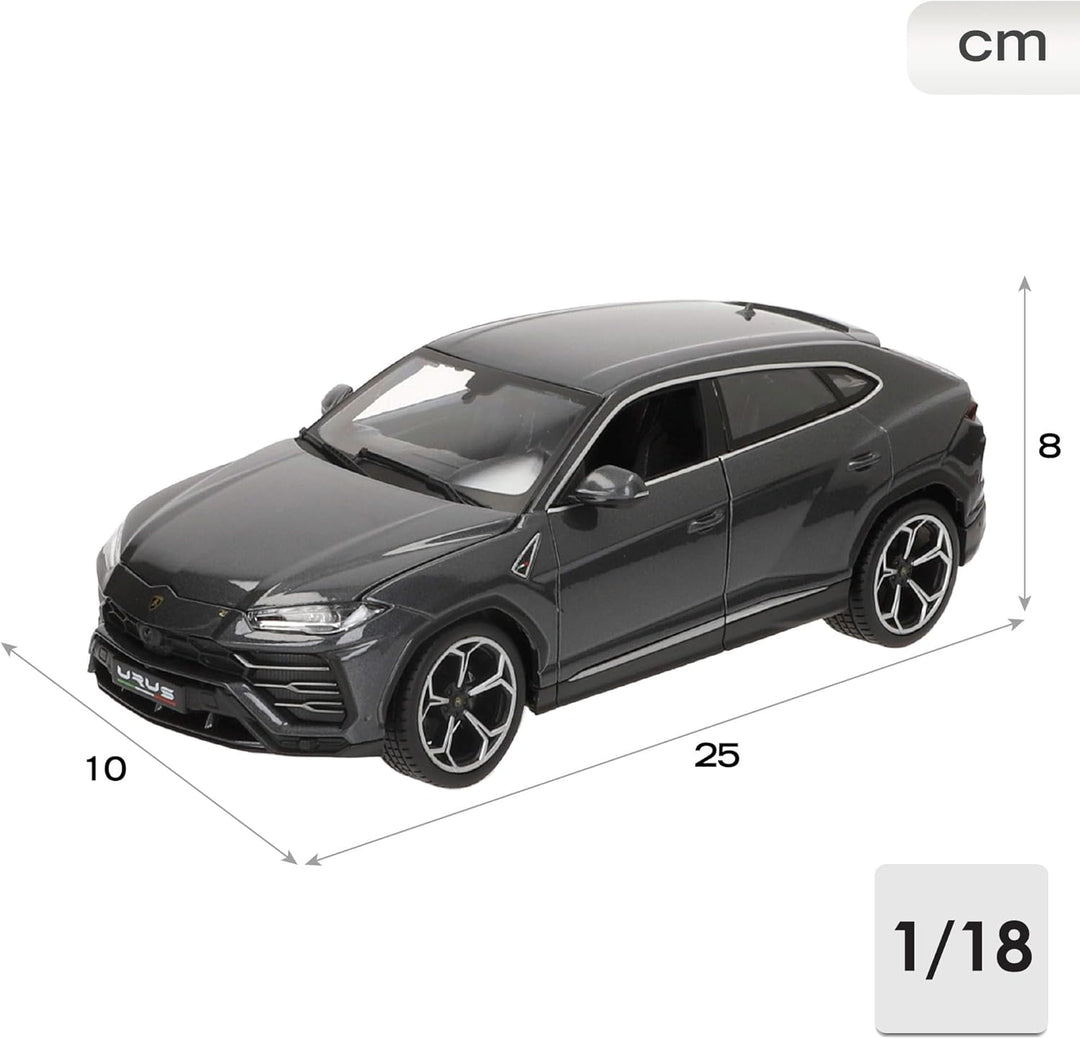 Bburago - 18-11042 Lamborghini Urus 1/18, Miniaturfahrzeug, Grau, Grau