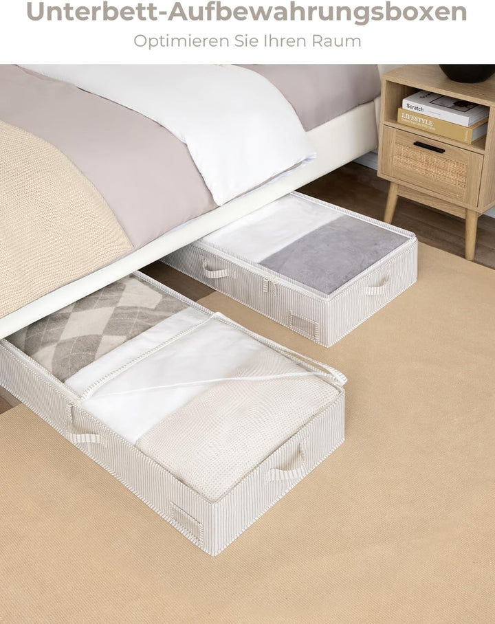 StorageWorks Unterbett Aufbewahrung, grosse Unterbett Aufbewahrungsbox mit Deckel Stoff, faltbare Un
