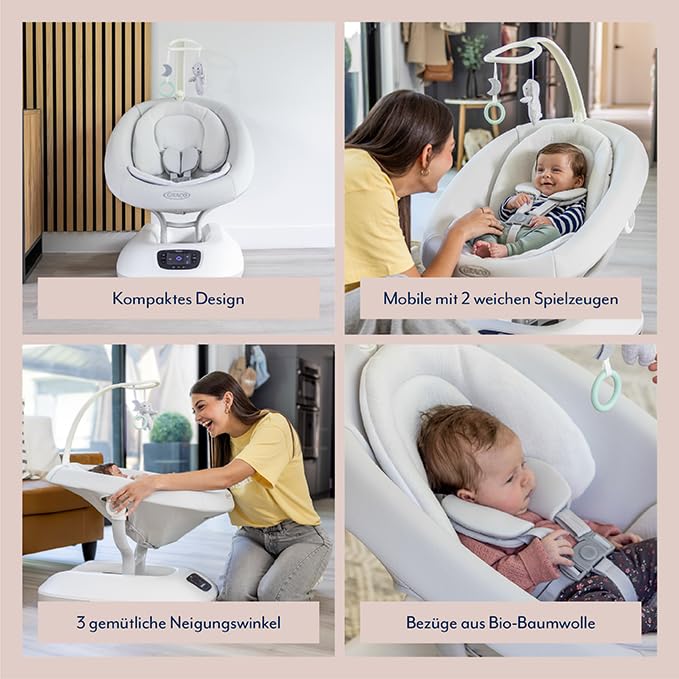 Graco Eluma™ Sway elektrische Babyschaukel mit Cry-Detection Technologie, erkennt Babyweinen und rea