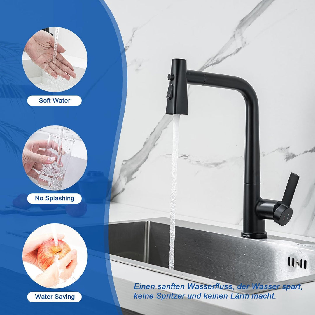 Wasserhahn Küche Mit Brause Ausziehbar,Küchenarmatur 360°Schwenkbar Spültischarmatur,Einhebel Armatu