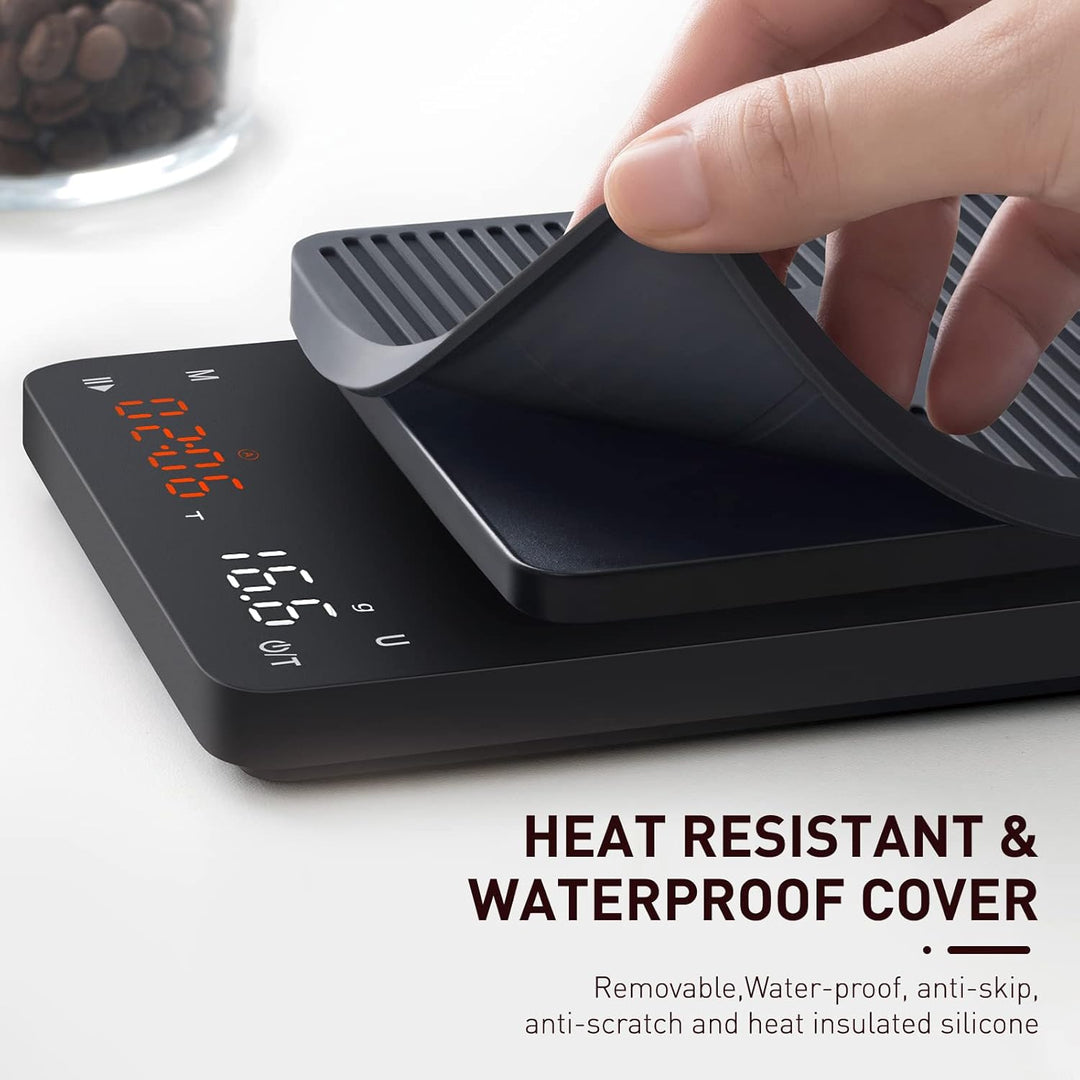 Bagail Digitale Kaffeewaage mit Timer 0,1 g Hochpräzise Elektronische Küchenwaage mit Grossem Displa