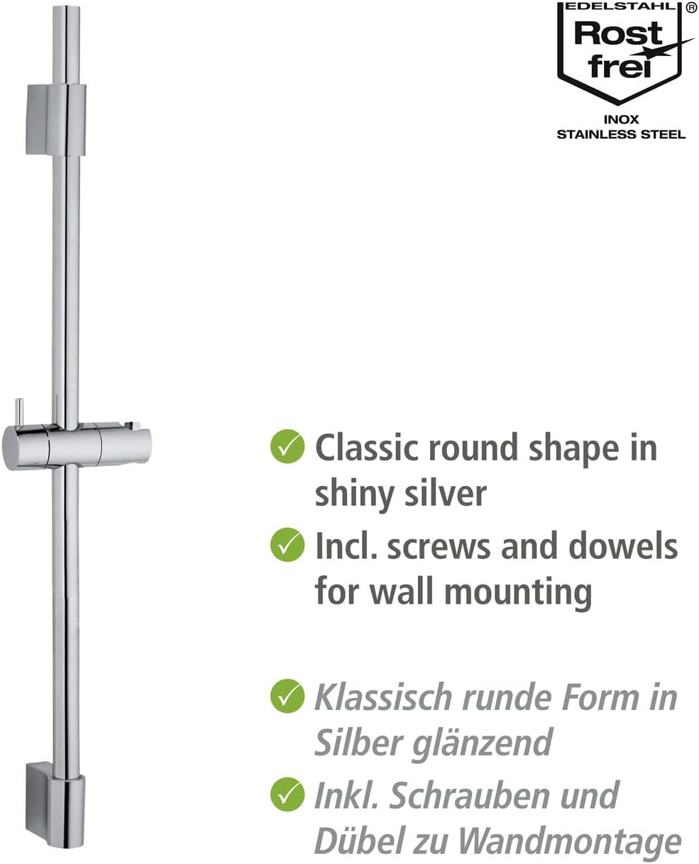 WENKO Duschstange Classic, Brausestange mit Halterung für Handbrausen Dusche oder Badewanne aus rost