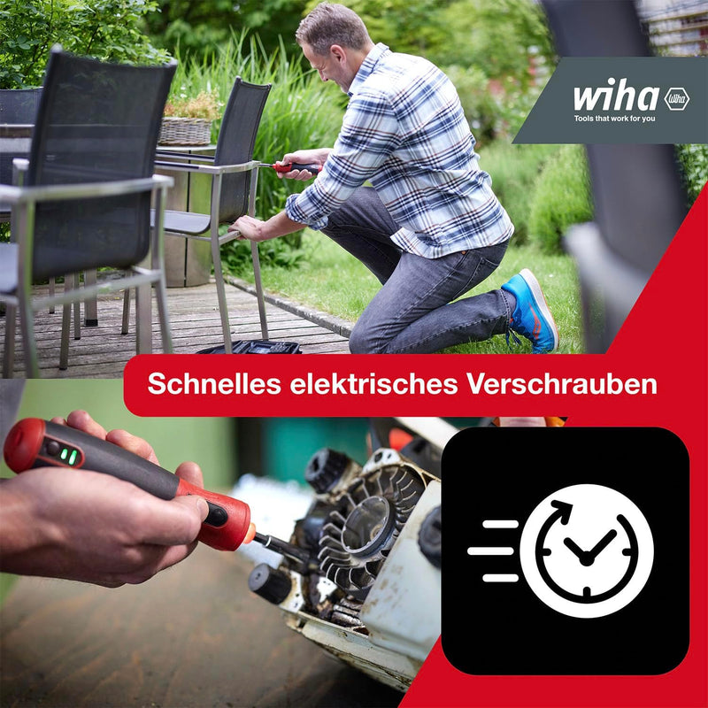 Wiha elektrischer Schraubendreher speedE PocketDrive 31-tlg. I mit Bit-Set in Box und Tasche I 1,0 N