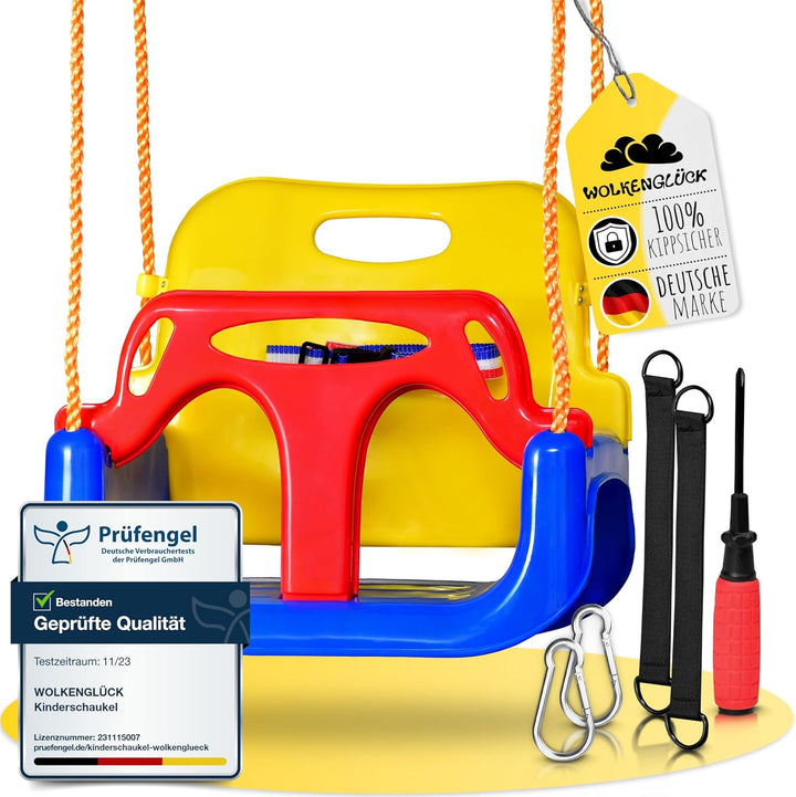 WOLKENGLÜCK® Babyschaukel 3 in 1 [6 Monaten bis 6+ Jahre] - Mitwachsende Kinderschaukel für Outdoor