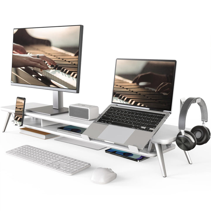 Fenge Dual Monitorständer mit Laptop Halterung/Telefon Halter/Headset Halterung, 2 Etagen Gross Mult