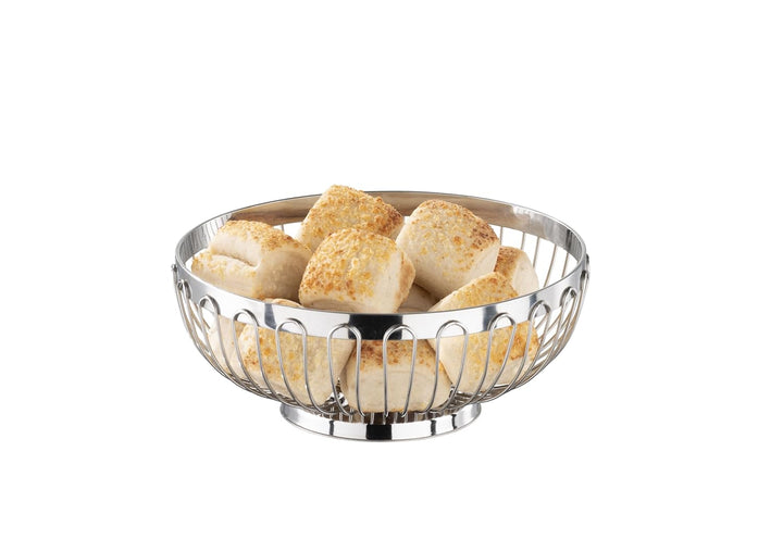 APS 30230 Hochglanzpolierter Edelstahl Korb für Brot oder Obst, Ø 25.5 x 9.5 cm Rund Ø 25,5 cm, Höhe